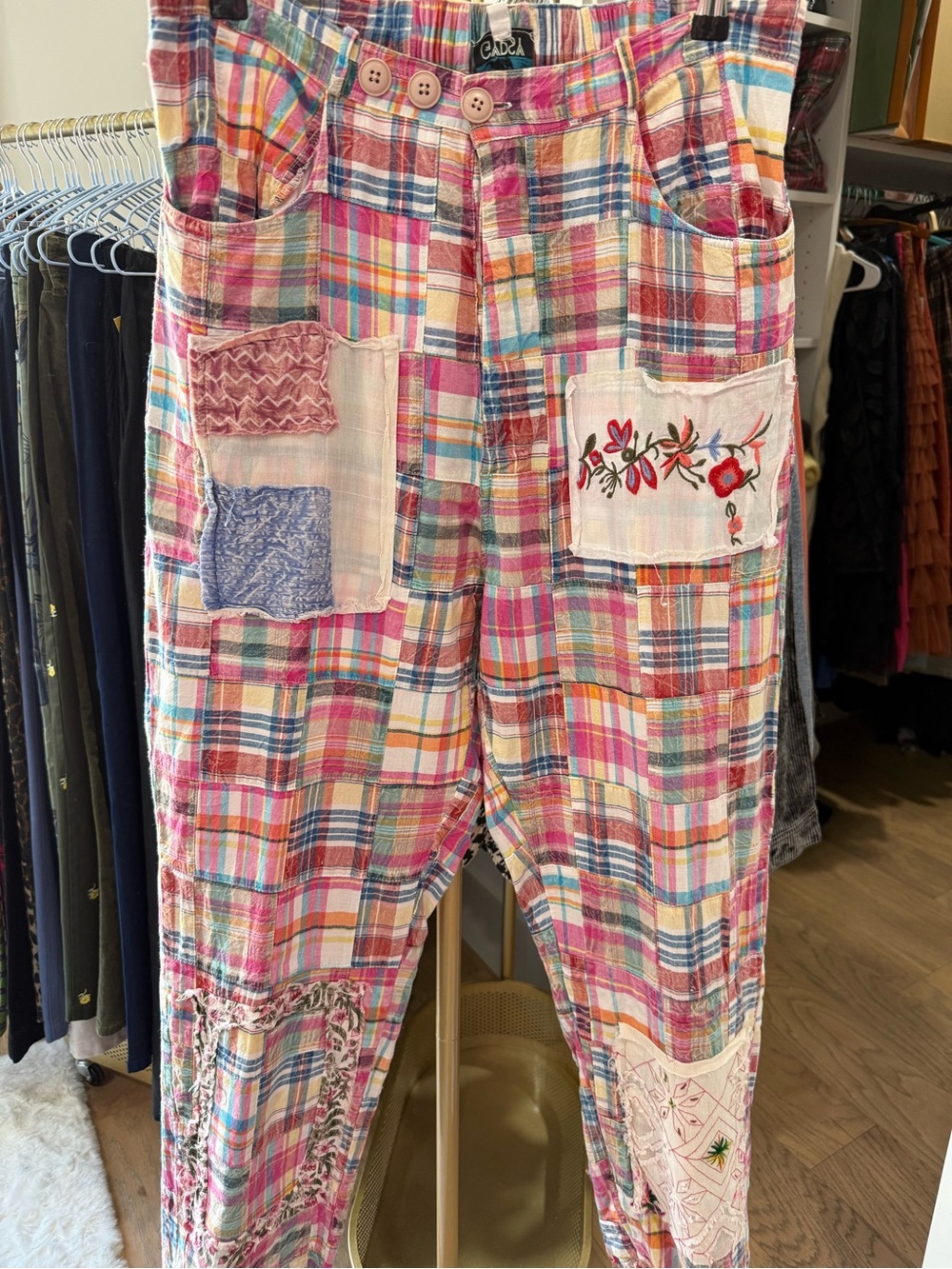 NWT Jaded Gypsy Plaid Patchwork Traveling on Pants
